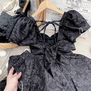 Set áo quần gấm hoa nổi