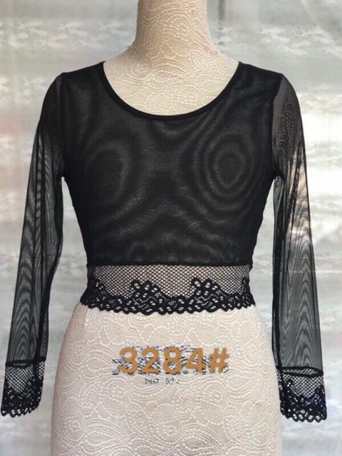 Áo mặc trong váy sát nách lưới trơn DÀI TAY | BigBuy360 - bigbuy360.vn