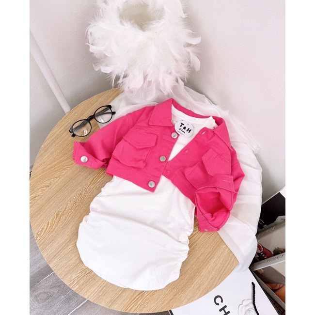 SIZE ĐẠI 8-26KG: Set áo khoác JEAN + váy body cực chảnh cho bé gái - SAJVB - SAKVB