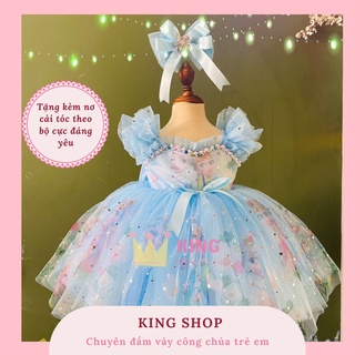 Đầm công chúa ngựa thần disney cho bé váy kết cườm cánh tiên xinh xắn phối nơ xinh đẹp cho bé