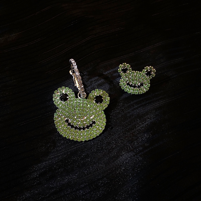 Bông Tai Mạ Bạc 925 Hình Con Ếch Đính Đá Phong Cách Retro Thời Trang