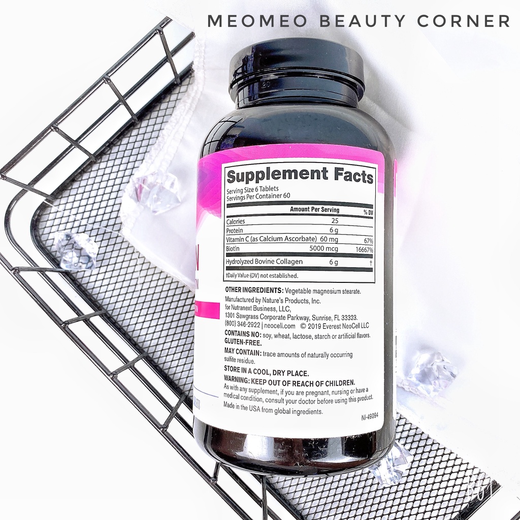 Viên uống NeoCell Super Collagen + C with Biotin của Mỹ 1000mg 360 viên