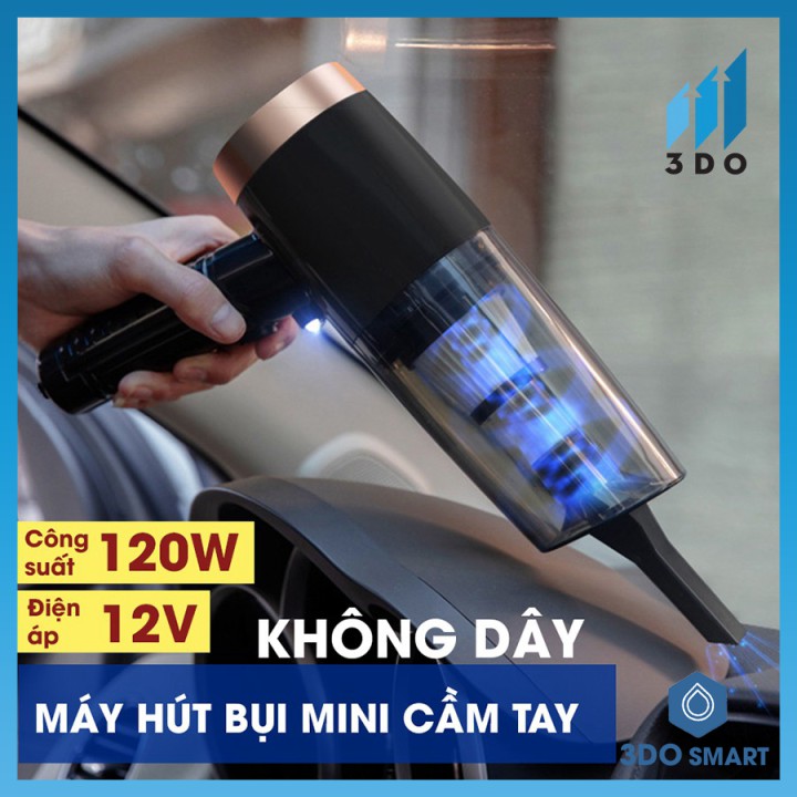 Máy hút bụi mini cầm tay ướt và khô nhỏ gọn 3DO cho gia đình oto xe hơi ô tô cắm điện tẩu k không dây sạc pin USB