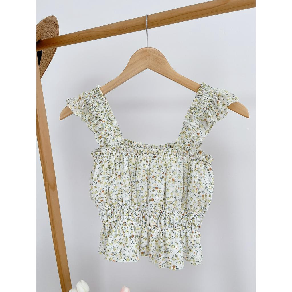 Áo Croptop 2 Dây Tay Cánh Tiên Hoa Nhí Vàng A02