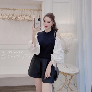 Áo kiểu phối tay hở vai hót hít