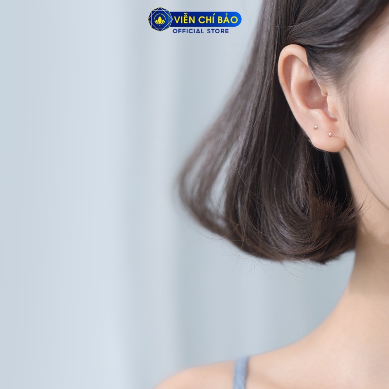 Khuyên tai bạc giữ lỗ unisex hình bi tròn nhỏ chất liệu bạc S925 thời trang phụ kiện trang sức nữ Viễn Chí Bảo B400183