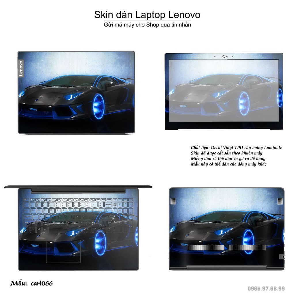 Skin dán Laptop Lenovo in hình xe hơi nhiều mẫu 2 (inbox mã máy cho Shop)