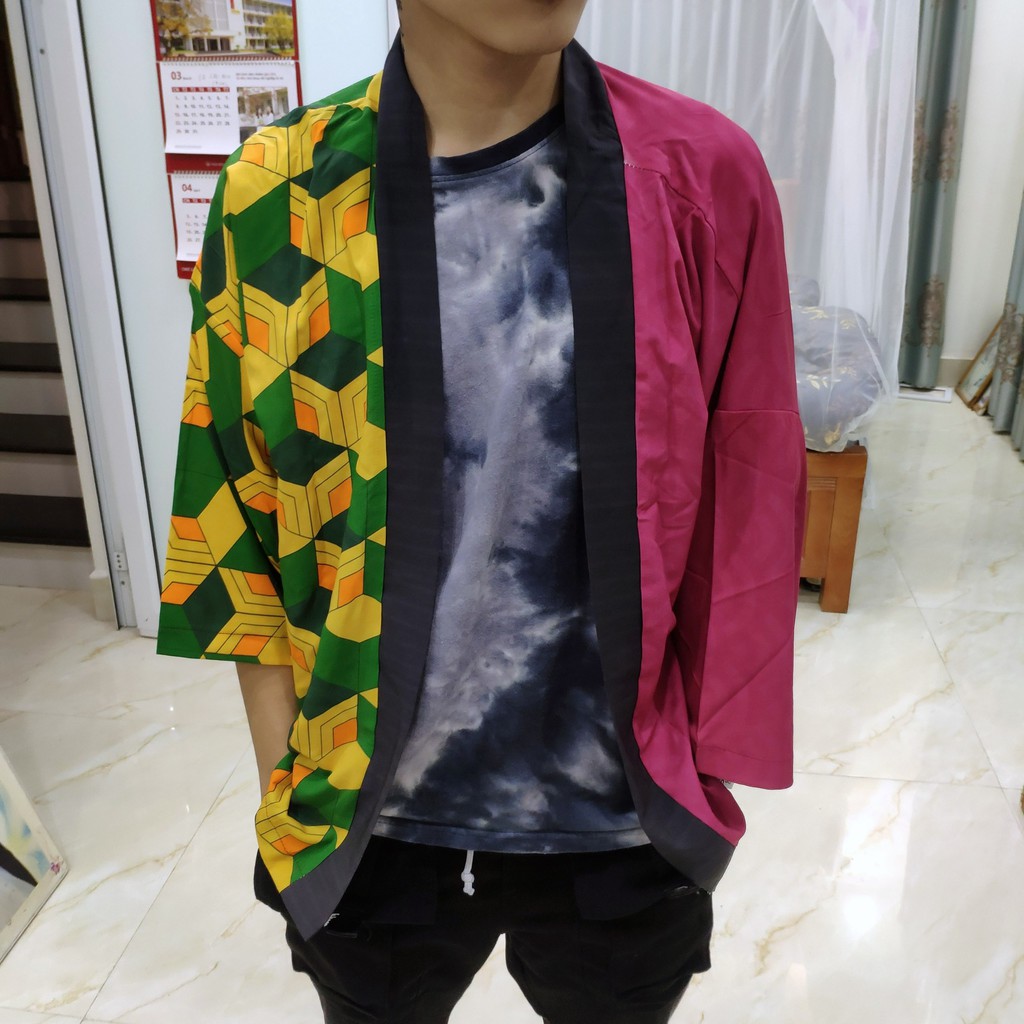 [TỰ MAY] Áo yakuta Haori happi Nhật Bản cosplay Thuỷ trụ Tomioka Giyuu Kimetsu no Yaiba anime cospla