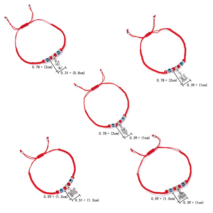Vòng tay dây bện có thể điều chỉnh mặt hình mắt quỷ xanh dương bướm mèo thời trang phong cách Hàn Quốc dành cho nam nữ