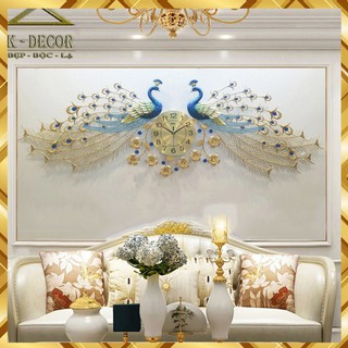 Đồng hồ treo tường con chim công phú quý K686 decor trang trí phòng khách kim trôi cao cấp cỡ lớn KOKA