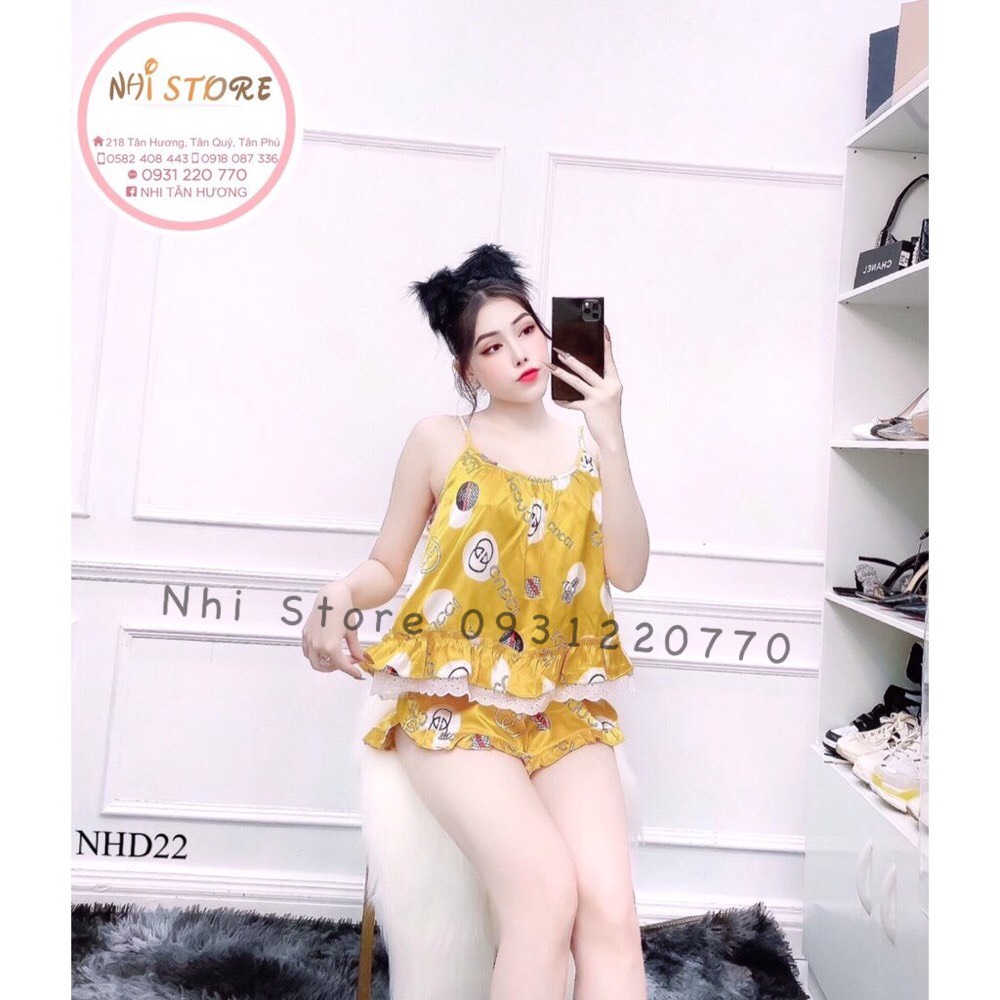 [FREESHIP 50K] Bộ Mặc Nhà Nhistore Bộ Ngủ Áo 2 Dây Phối Ren Quần Ngắn Họa Tiết Sang Chảnh Freesize Dưới 57kg | BigBuy360 - bigbuy360.vn