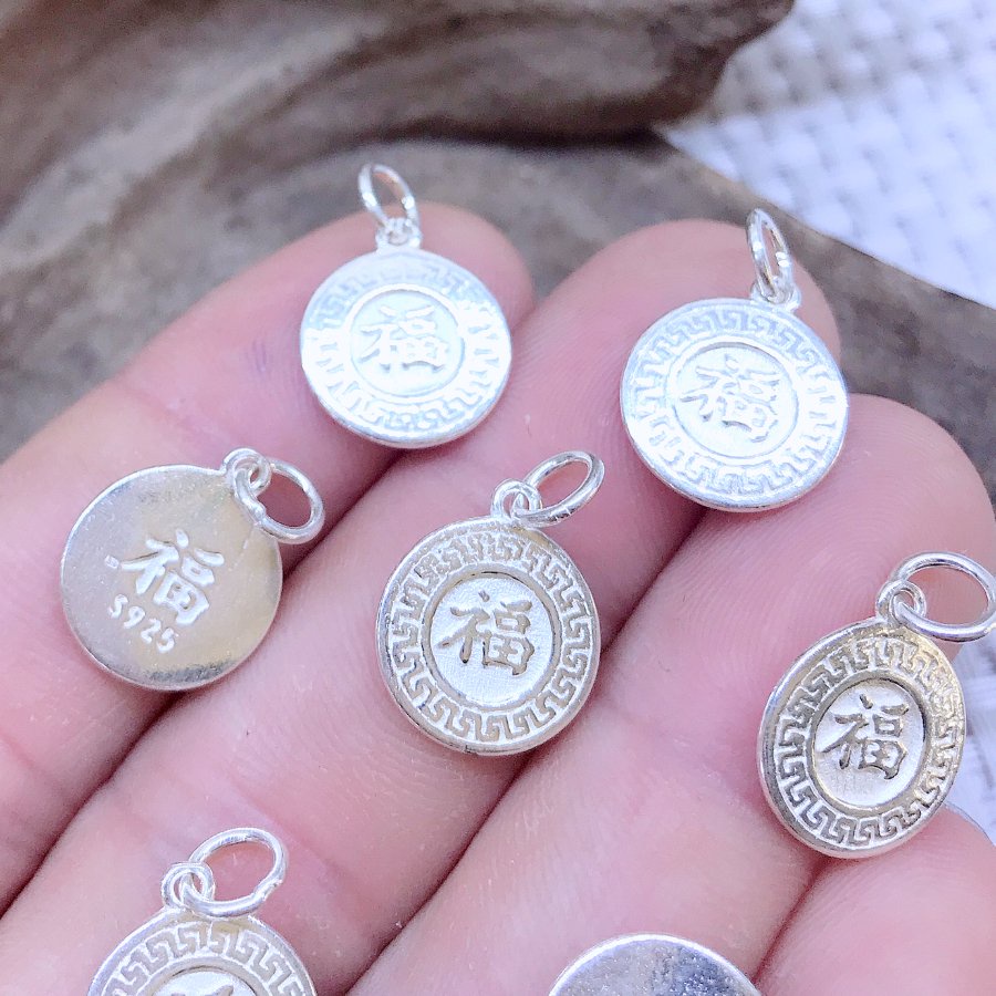 [Giá sỉ] Charm bạc khuyên chữ phúc (CB270)