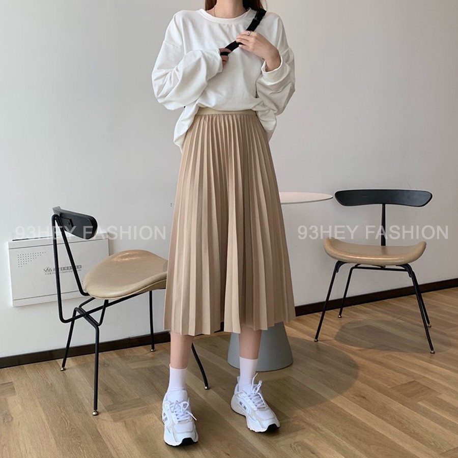 Chân Váy Xếp Ly Dáng Dài Cạp Chun Hàng Loại 1 Quảng Châu 93HEY CV02 | BigBuy360 - bigbuy360.vn