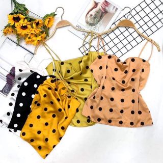Cômbo Áo hai dây chấm bi cổ đổ
