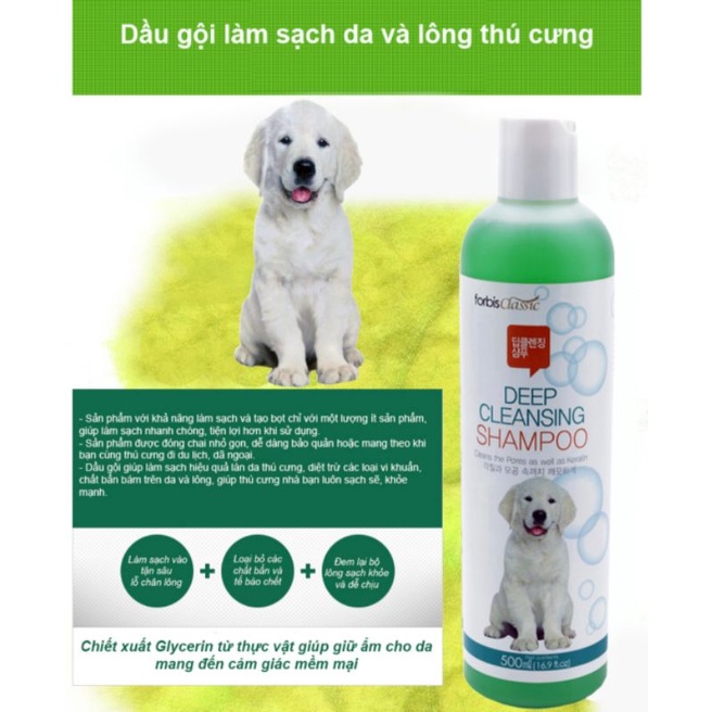 [HSD12.2022] FORCANS DEEP CLEANISING SỮA TẮM LÀM SẠCH SÂU CHO CHÓ