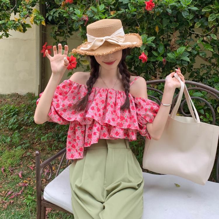 Áo Trễ Vai Họa Tiết Hoa Thời Trang Mùa Hè Sành Điệu Cho Nữ