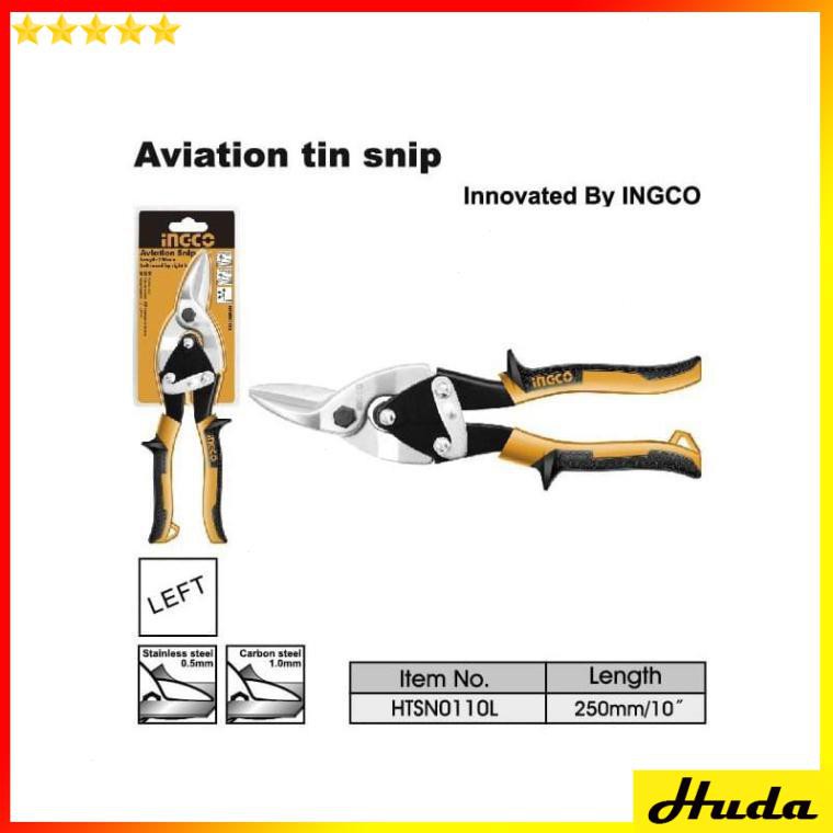10''/250mm Kéo cắt tôn mũi cong trái INGCO HTSN0110L  LKJ