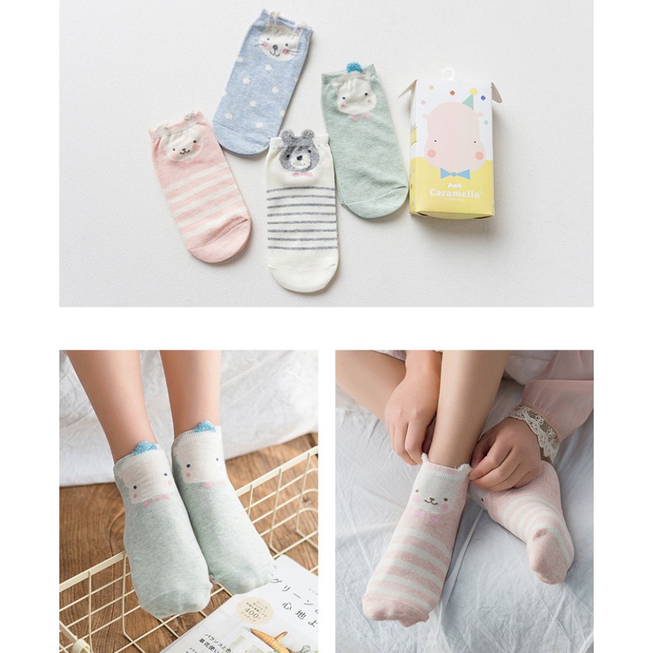 Set 4 đôi vớ ngắn/ tất ngắn hình thú Mua Tất nhãn Caramella (muatatshop)