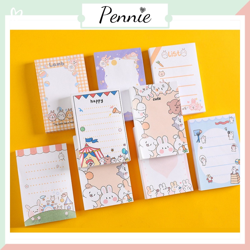 Xấp giấy note 100 tờ Pennie dùng ghi chú xinh xắn nhiều họa tiết cute