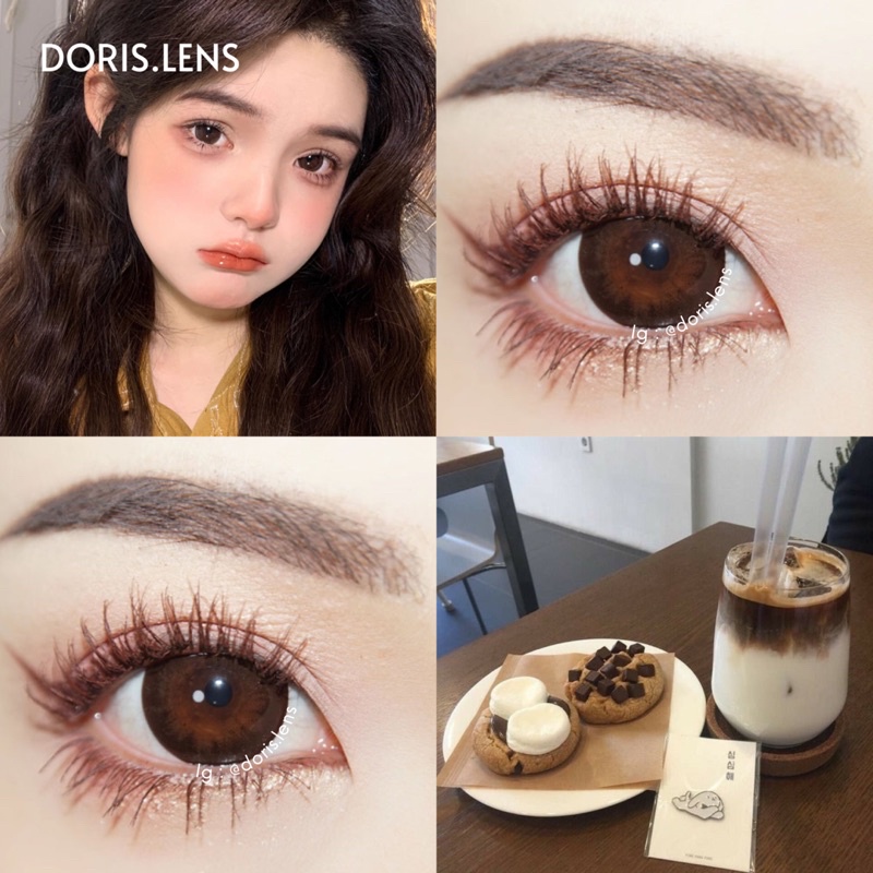 Kính Áp Tròng DORIS.LENS - NÂU CHOCO Giãn To 14.5mm Lens Mắt Nâu Choco Tự Nhiên 0 Đến 10 Độ Lệch Độ