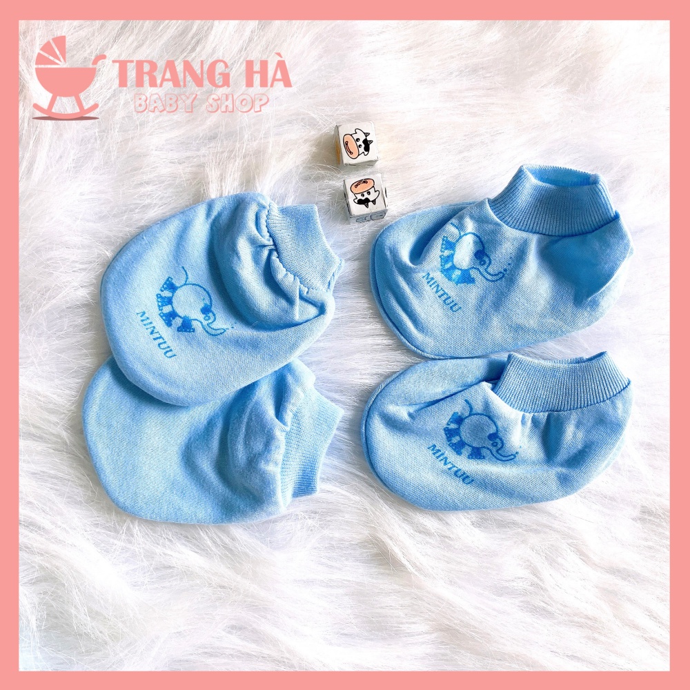 Set 2 Đôi Bao Tay Bao Chân Bo Chun Mintuu Cao Cấp Cho Bé Sơ Sinh Chất Liệu Cotton Mềm Mại