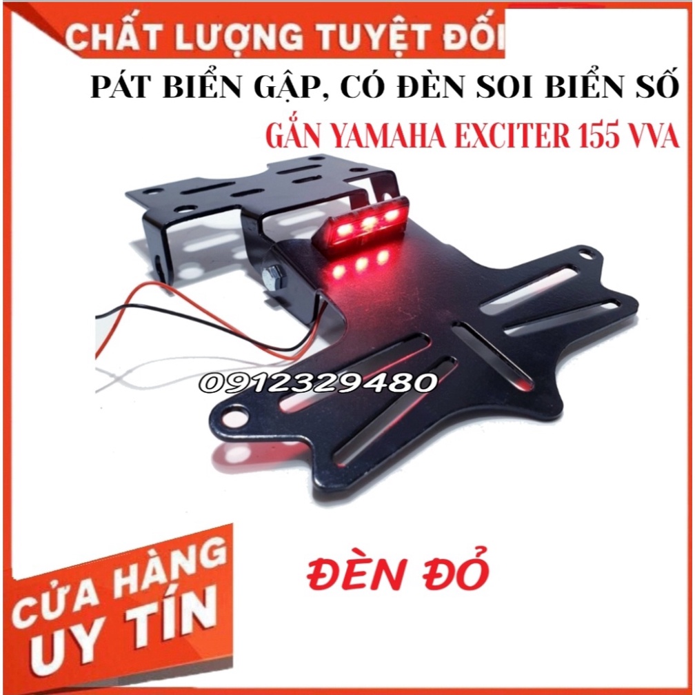 Pát Biển Gập Gắn Yamaha Exciter 155 VVA, Ex 155 VVA Các Phiên Bản Đút Gầm Có Đèn Soi Biển Số Gắn Được Nhiều Loại Xi Nhan