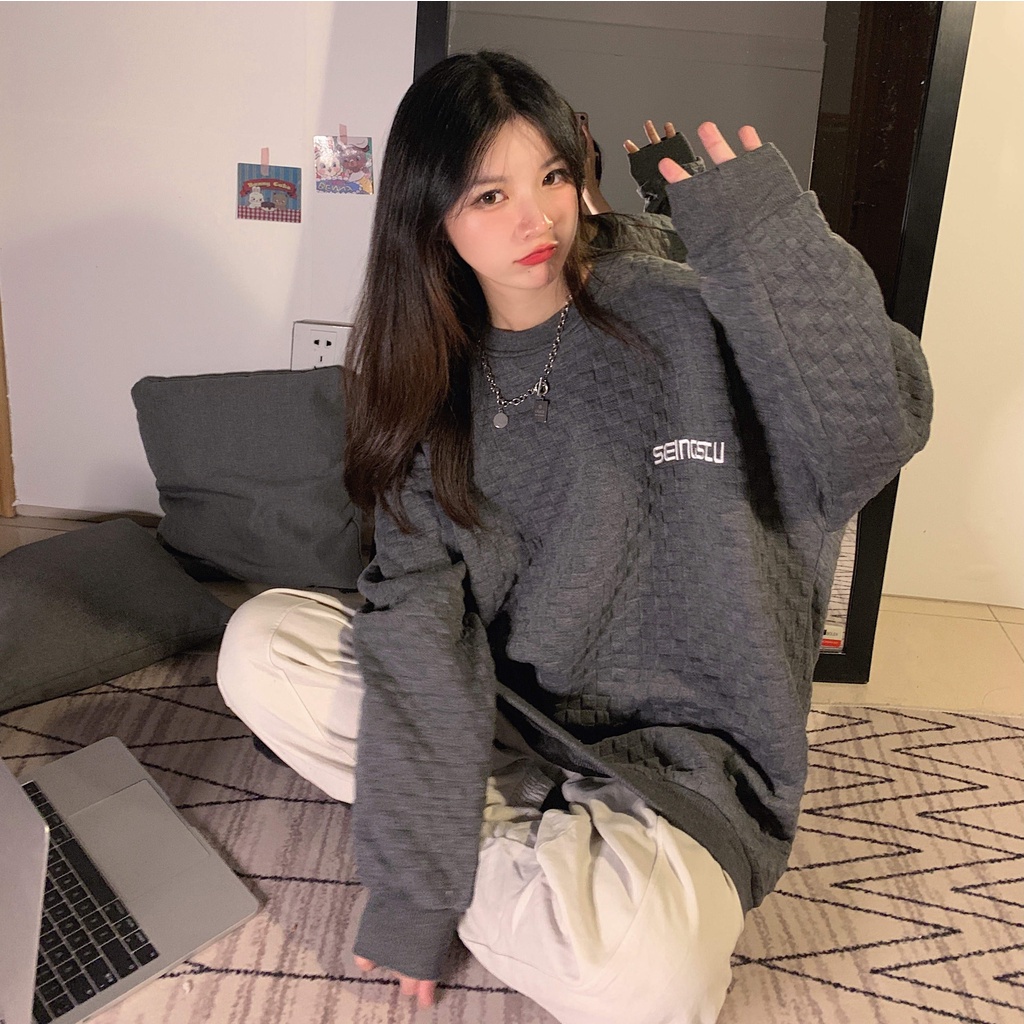 Áo Sweater Mỏng Tay Dài Cổ Tròn Dáng Rộng Phong Cách Hàn Quốc Dành Cho Nữ | BigBuy360 - bigbuy360.vn