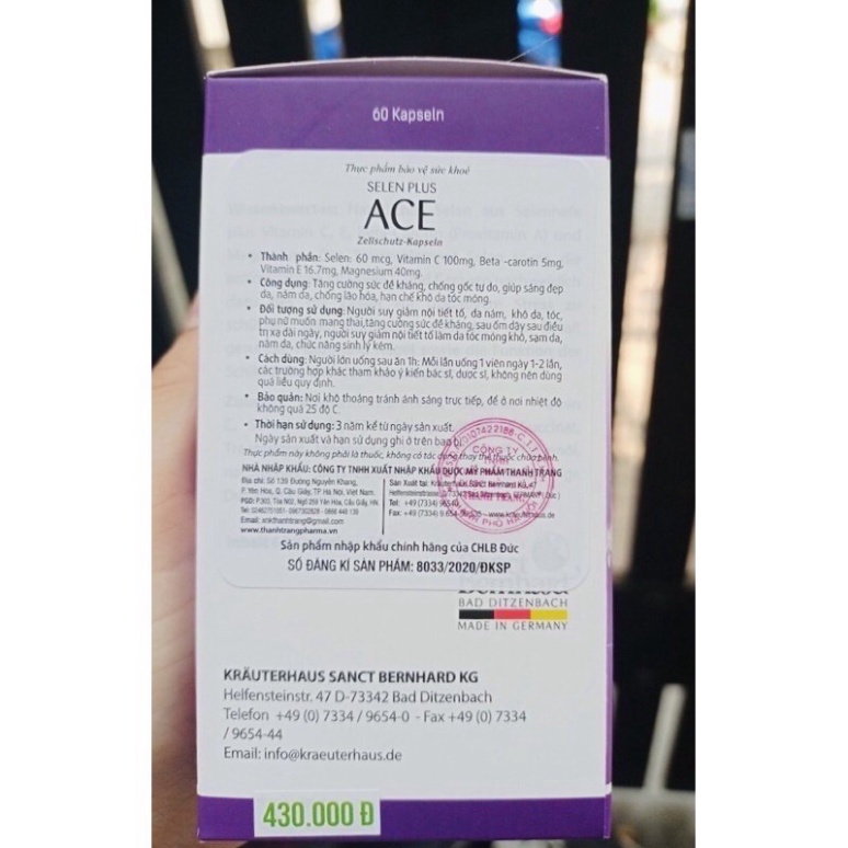✅[HÀNG CHÍNH HÃNG]Viên uống Selen Plus ACE- tăng cường nội tiết tói nữ,đẹp da,chống lão hoá( lọ 60v)