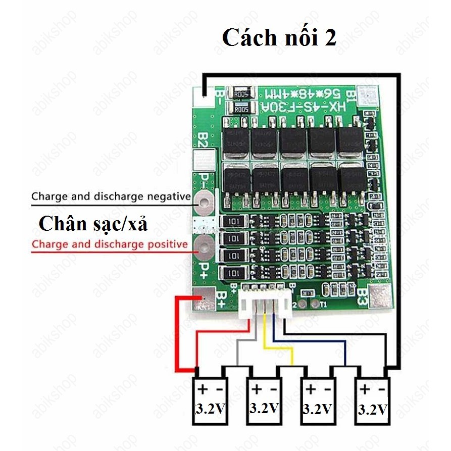 Mạch sạc cân bằng và bảo vệ pin Lifepo4 4S 12.8V dòng 30A- mạch BMS có kèm dây nối