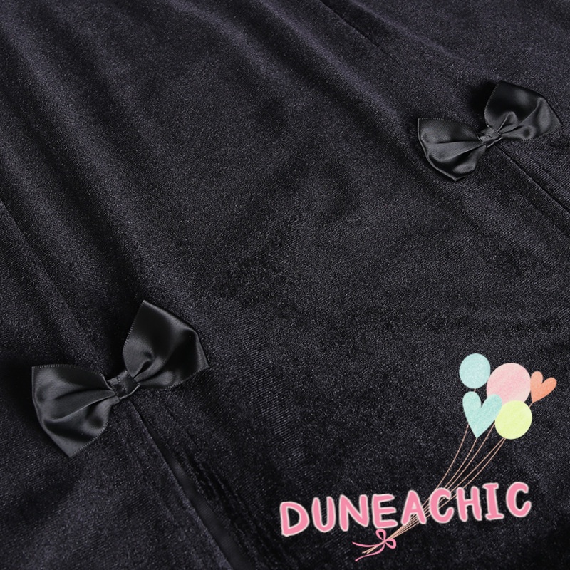 DUNEA Chân Váy Nhung Dáng Dài Xẻ Tà Phong Cách Gothic