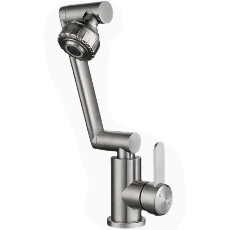 Vòi bồn rửa mặt, vòi Lavabo Nóng lạnh màu XÁM xoay 720 độ siêu tiện dụng, đầu vòi 2 chế độ nước