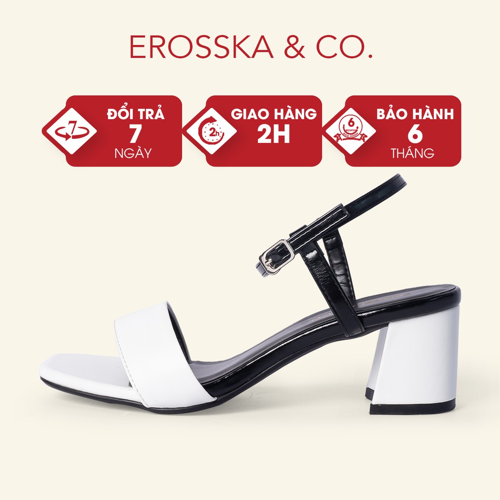 Giày sandal cao gót Erosska mũi vuông cao 5cm màu trắng - EB030