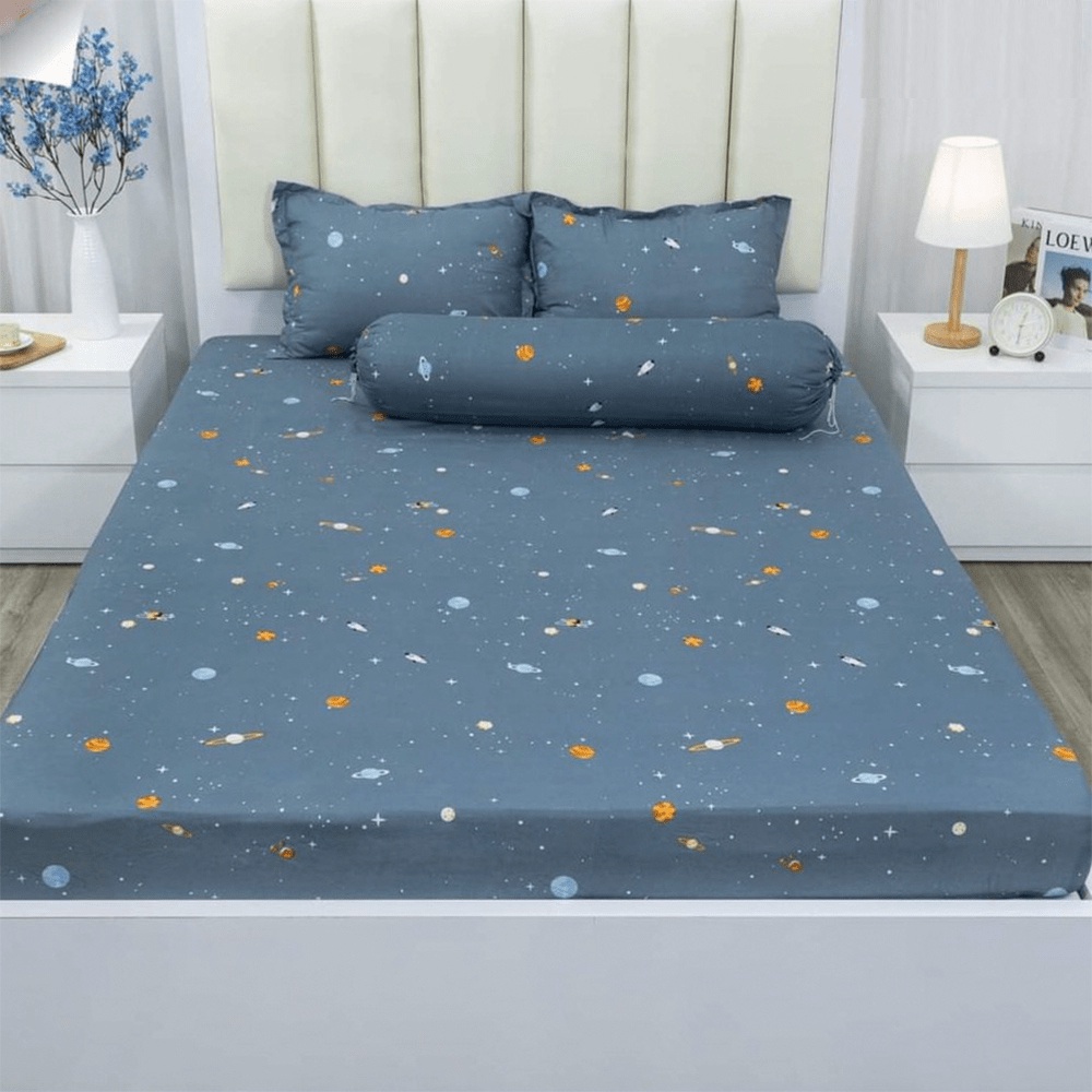 Bộ ga gối 3 món chất liệu Cotton Poly bền đẹp không phai xù Mẫu Bơ Hello