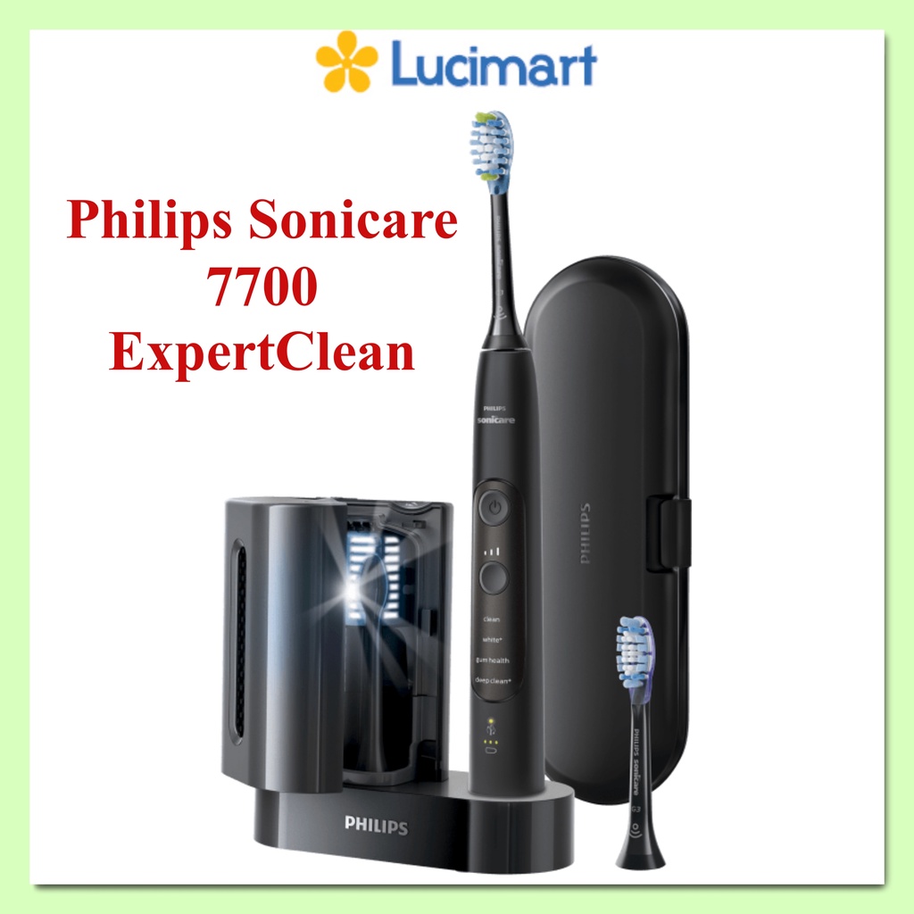 Bàn chải đánh răng điện Philips Sonicare 7700 ExpertClean + UV Sanitizer [Hàng Mỹ]