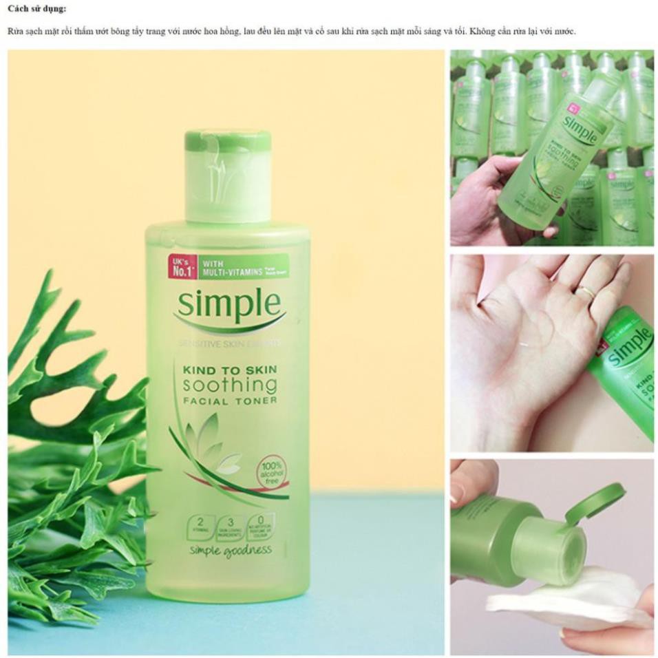 [Hàng Nhập Khẩu] Nước hoa hồng Simple Kind To Skin Soothing Facial Toner, Nước Hoa Hồng Cho Da Dầu | BigBuy360 - bigbuy360.vn