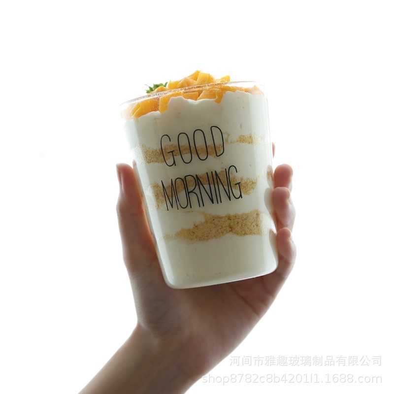 Cốc thủy tinh chào buổi sáng Good morning