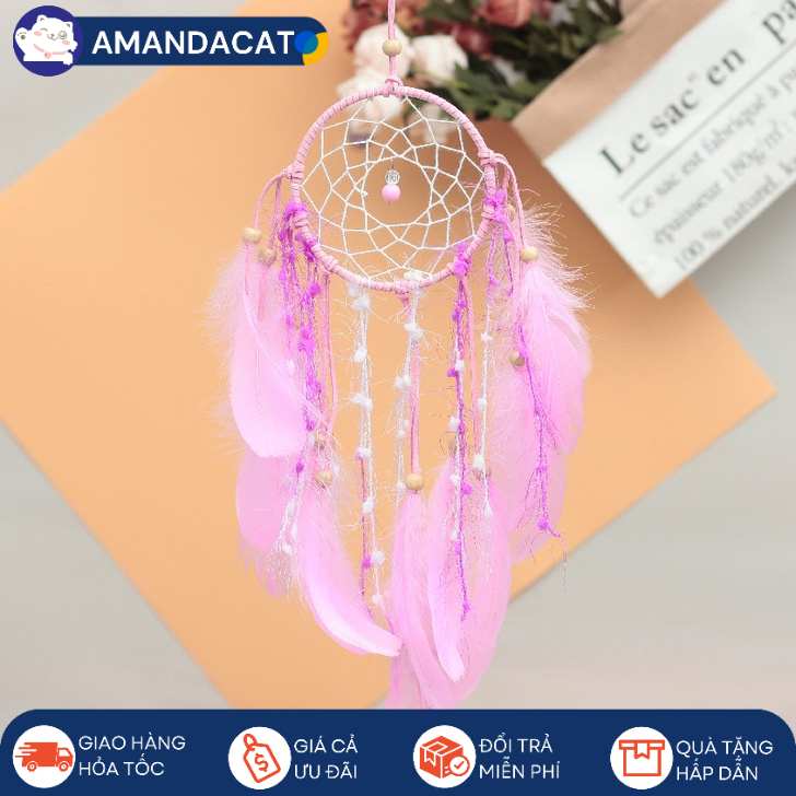 [Hàng sẵn] Chuông gió Dream Catcher Handmade Tròn Có Lông Vũ