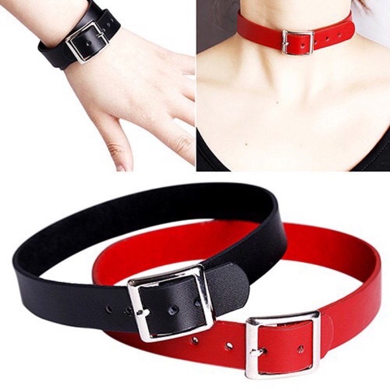 Vòng sát cổ choker dạng hình dây thắt lưng da