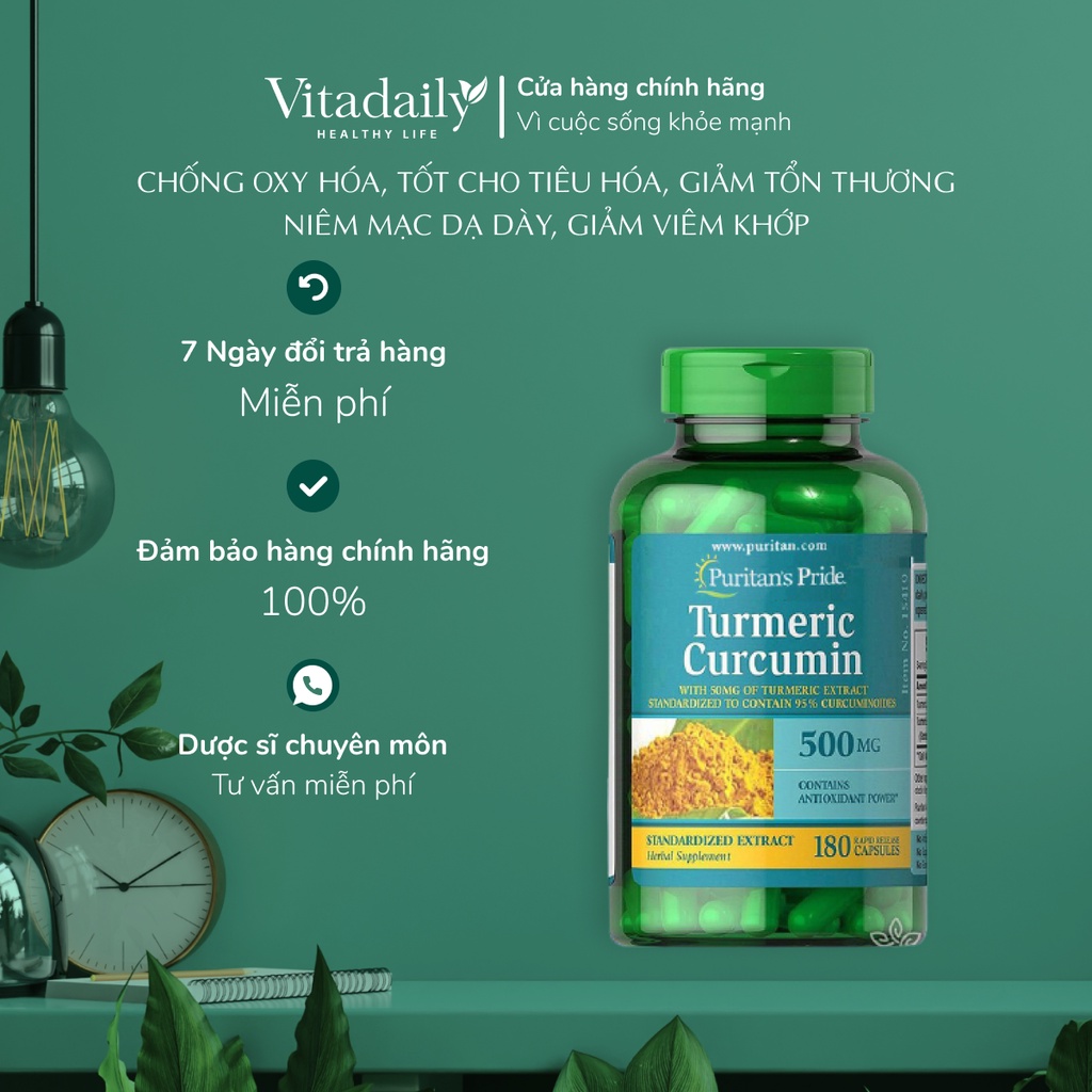 Viên uống hỗ trợ dạ dày Tinh Chất Nghệ Vàng Puritan's Pride Turmeric Curcumin