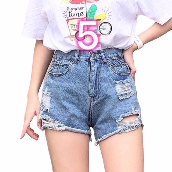 Quần short Jeans Nữ Vải Mềm Không Co Giãn