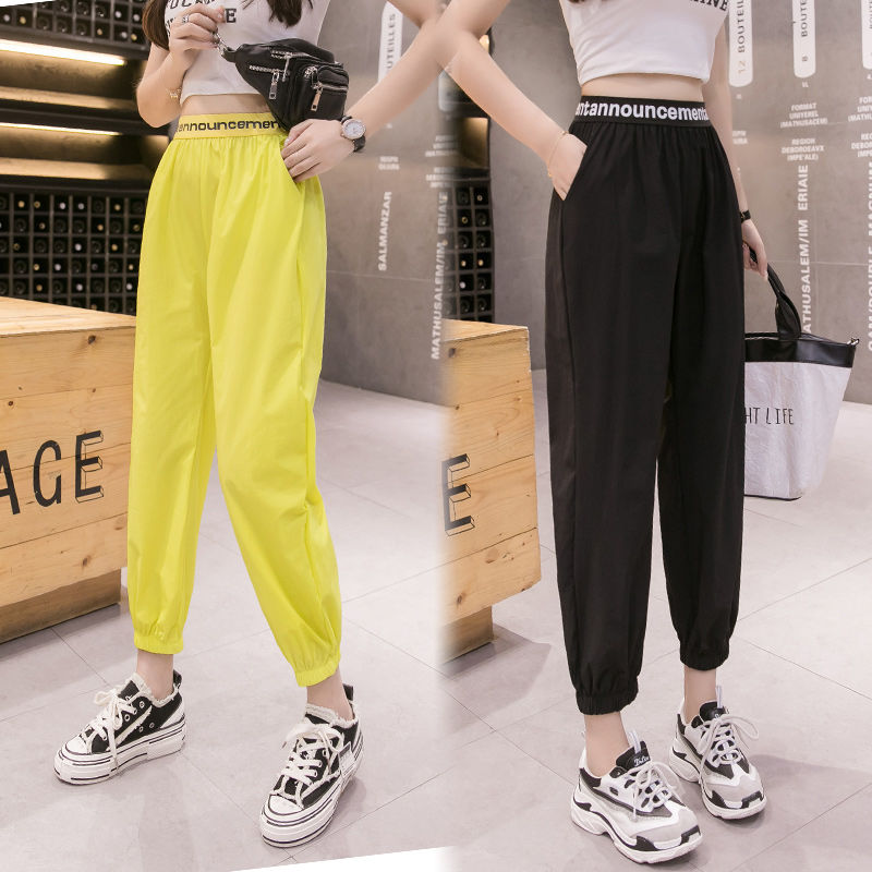 READY STOCK Women Sports Pants Stretchable Waist Multicolor Jogger Long Pants