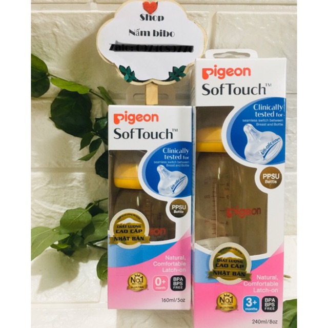 Bình PPSU PLUS Pigeon SofTouch 160/240ml