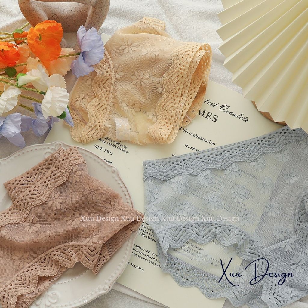 Quần lót ren sexy Wexuu Design, Quần lót nữ ren xuyên thấu thêu hoa gợi cảm quyến rũ - QC52