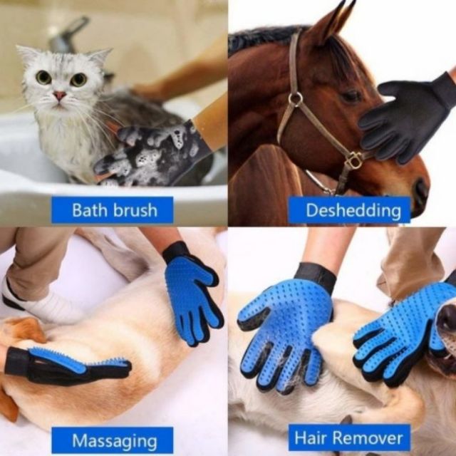 Găng bàn tay massage + chải lông cho Chó, Mèo, Thỏ, Bọ...