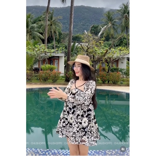 Sét váy ren hoa 2 chi tiết