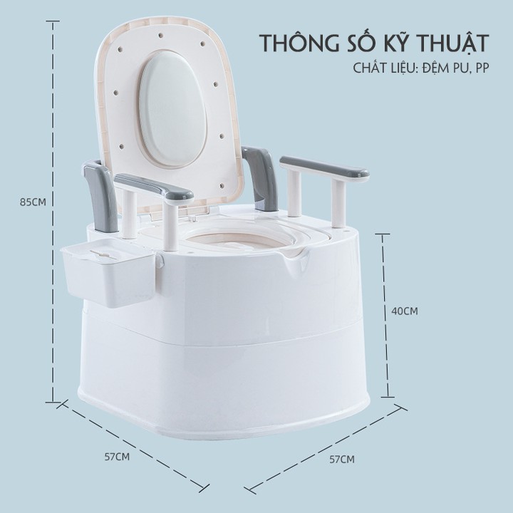 Tổng kho - Bồn cầu cho người già khử mùi bồn đi vệ sinh di động có tay vịn tựa lưng tiện lợi