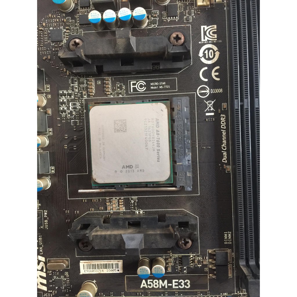 combo amd A8 7600+ main msi a58-e33+fan zin+fe chặn