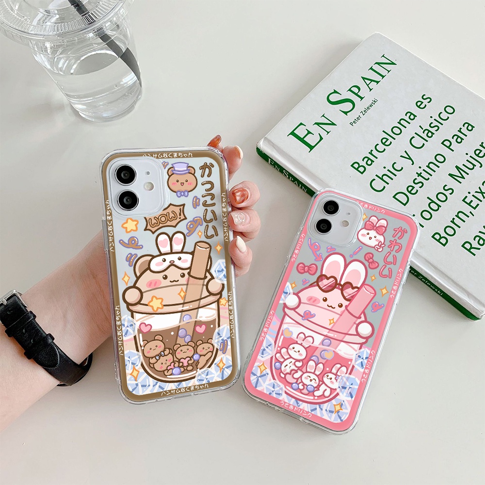 Ốp Điện Thoại Hình Gấu Và Thỏ Cho iphone 11 pro max 12 pro max 13 pro max mini iphone 6 7 iphone 8 iphone 6 7plus iphone se 2020 iphone x xs xr 5 4