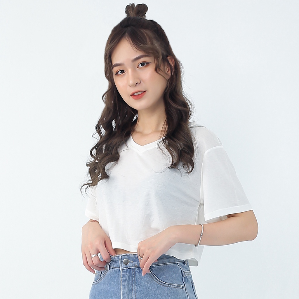 Áo croptop nữ SIKY form rộng cổ tim