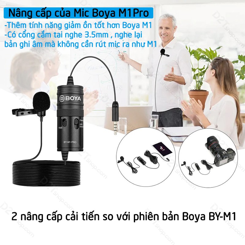 Mic ghi âm cài áo Boya BY- M1 PRO xử lý tiếng ồn thấp cho điện thoại , máy tính ,máy ảnh bảo hành 18 tháng
